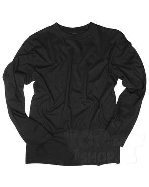 Bavlnené tričko s dlhým rukávom Mil-Tec® - čierne (Farba: Čierna, Veľkosť: L)