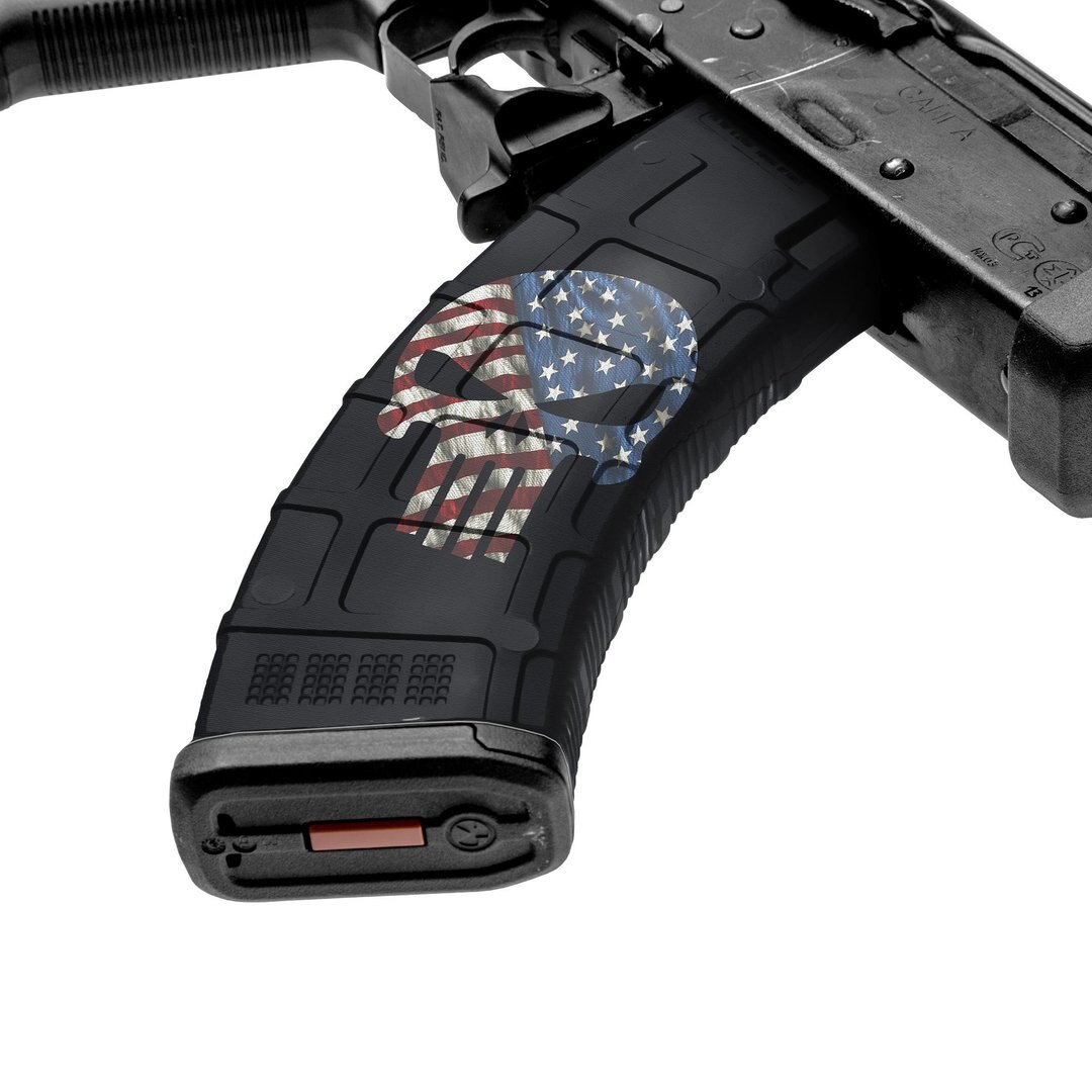 GunSkins® prémiový vinylový skin na zásobník AK-47 – GS SKull America (Farba: GS SKull America)