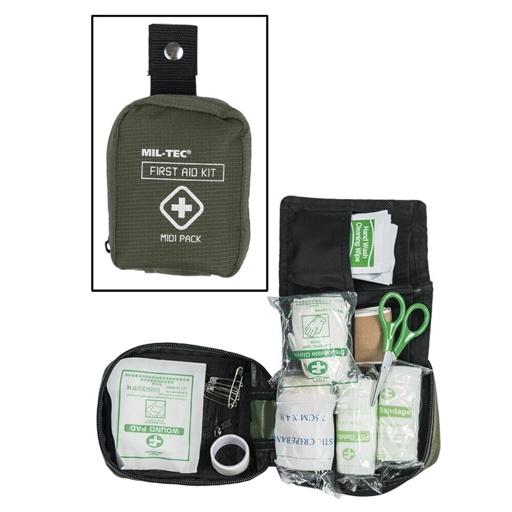 Sada prvej pomoci First Aid Midi Mil-Tec® – Zelená (Farba: Zelená)